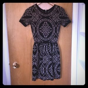 Brown and black short sleeve cocktail dress